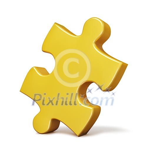Single yellow puzzle piece isolated on white background Single yellow puzzle piece isolated on white background