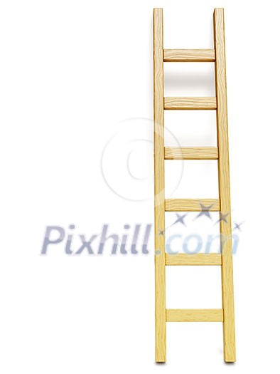 Wooden ladder near white wall. 3D render illustration Wooden ladder near white wall. 3D render illustration