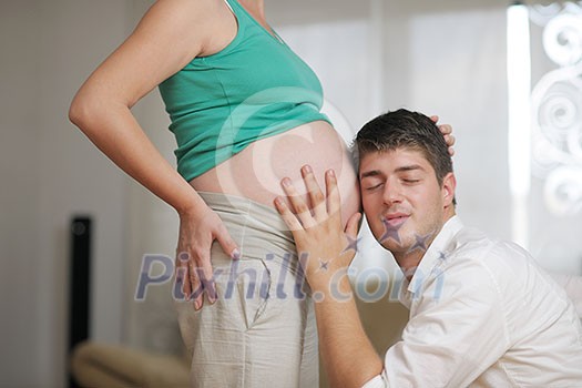 happy young cuple, pregnant woman happy young cuple, pregnant woman