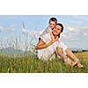 happy young woman mother play and outdoor with beautiful child 