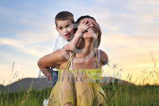 happy young woman mother play and outdoor with beautiful child happy young woman mother play and outdoor with beautiful child