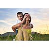 happy young woman mother play and outdoor with beautiful child 