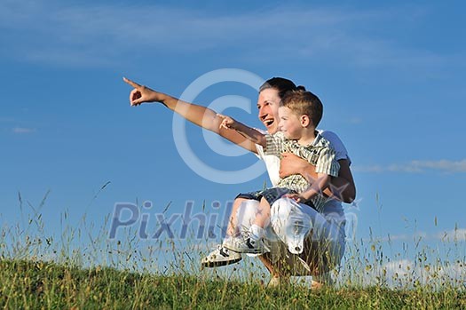 happy young woman mother play and outdoor with beautiful child happy young woman mother play and outdoor with beautiful child