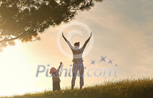 happy young woman mother play and outdoor with beautiful child happy young woman mother play and outdoor with beautiful child