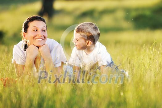 happy young woman mother play and outdoor with beautiful child happy young woman mother play and outdoor with beautiful child