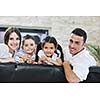 happy young family relax and have fun at modern home indooor