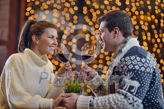 romantic evening date in restaurant happy young couple with wine glass tea and cake romantic evening date in restaurant happy young couple with wine glass tea and cake