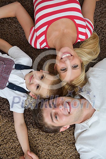 happy young family with kids in bright modern living room have fun and looking big flat lcd tv happy young family with kids in bright modern living room have fun and looking big flat lcd tv