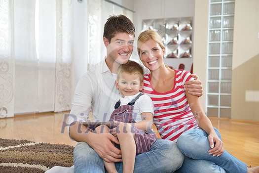 happy young family with kids in bright modern living room have fun and looking big flat lcd tv happy young family with kids in bright modern living room have fun and looking big flat lcd tv