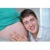 happy young cuple, pregnant woman