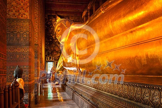 Reclining Buddha gold statue. Wat Pho, Bangkok, Thailand Reclining Buddha gold statue. Wat Pho, Bangkok, Thailand