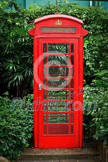 Red English telephone booth Red English telephone booth
