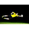 goalkeeper  soccer player people  on football stadium grass field