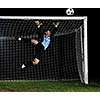 goalkeeper  soccer player people  on football stadium grass field