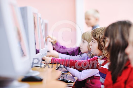 it education with children group in school at computer science class learning leassons and practice typing it education with children group in school at computer science class learning leassons and practice typing