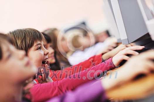 it education with children group in school at computer science class learning leassons and practice typing it education with children group in school at computer science class learning leassons and practice typing