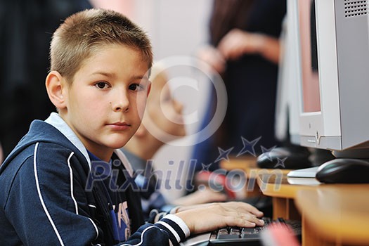 it education with children group in school at computer science class learning leassons and practice typing it education with children group in school at computer science class learning leassons and practice typing
