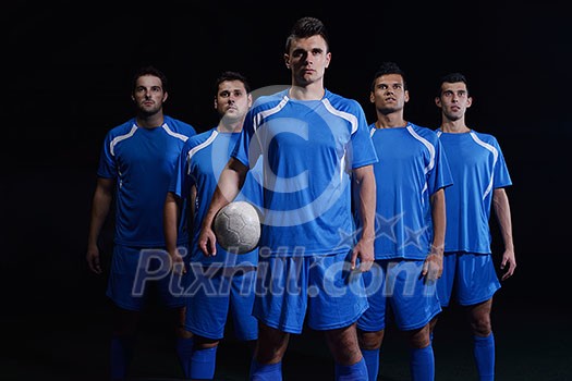 soccer players team group isolated on black background soccer players team group isolated on black background