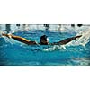 health and fitness lifestyle concept with young athlete swimmer recreating  on olimpic pool