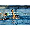 health and fitness lifestyle concept with young athlete swimmer recreating  on olimpic pool