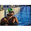 health and fitness lifestyle concept with young athlete swimmer recreating  on olimpic pool