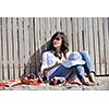 happy young woman relax onbeautiful  beach at morning