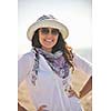 happy young woman relax onbeautiful  beach at morning