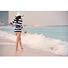 Happy Beautiful Woman Enjoying Summer Vacation on beach