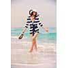 Happy Beautiful Woman Enjoying Summer Vacation on beach