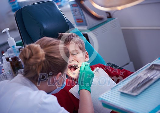 Young boy in a dental surgery teeth chech Young boy in a dental surgery teeth chech