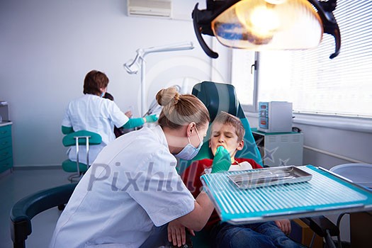 Young boy in a dental surgery teeth chech Young boy in a dental surgery teeth chech