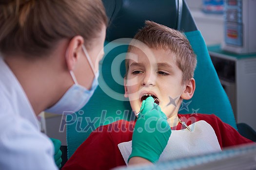 Young boy in a dental surgery teeth chech Young boy in a dental surgery teeth chech