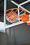 oreange basket ball in basketball basket