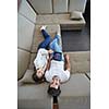 romantic relaxed young couple at modern home using tablet computer