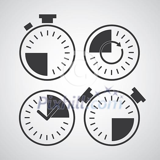Time icon on gray background Time icon on gray background
