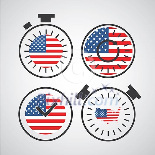 vector american flag in clock for independence day time vector american flag in clock for independence day time