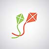 two kites symbol on gray background 