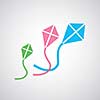 three kites symbol on gray background  