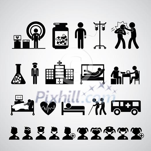 vector doctor and hospital icon set vector doctor and hospital icon set