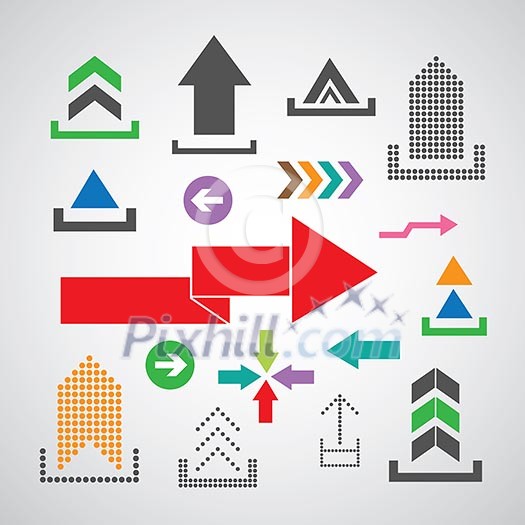 Vector arrow icon on gray background Vector arrow icon on gray background