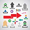 Vector arrow icon on gray background 