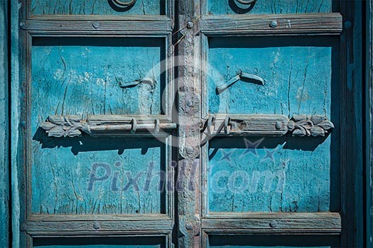 Latch with padlock on door in India