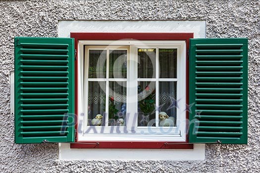 Window of an old house in village in Austria Window of an old house in village in Austria