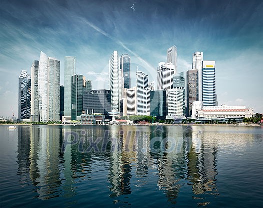 Singapore city skyline of business district downtown in daytime. Vintage retro effect filtered image Singapore city skyline of business district downtown in daytime. Vintage retro effect filtered image