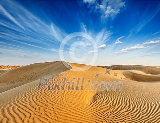 Dunes of Thar Desert, Rajasthan India Dunes of Thar Desert, Rajasthan India