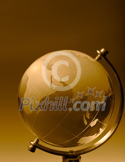 Crystal glass globe orange tinted Crystal glass globe orange tinted