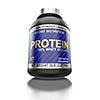 Sport nutrition, bodybuilding supplements, diet concept - whey isolate protein jar with isolated on white background with reflection. Low viewpoint wide angle