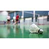 Badminton - badminton courts with players competing
