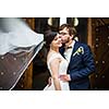 Portrait of a young wedding couple on their wedding day
