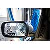 Car in a carwash - view from the interior of the vehicle